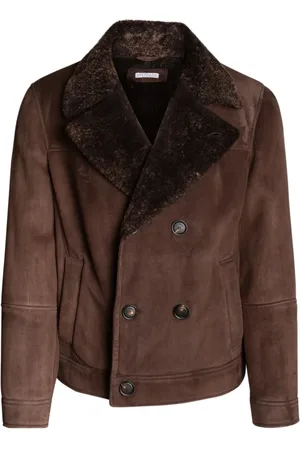Brunello Cucinelli Kurtki, Mężczyzna, brązowy, L, Stylowy Płaszcz do Połowy Klatki