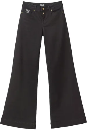 VERSACE Jeansy, Kobieta, Czarny, W28, Bawełna, Czarne Spodnie Stella Szerokie Nogi