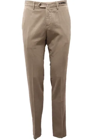 PT01 Spodnie, Mężczyzna, brązowy, S, Bawełna, Spodnie biznesowe slim fit bawełna/kaszmir