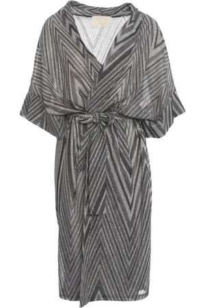 Kaos Płaszcze, Kobieta, Wielobarwność, S, Czarny Lurex Kimono Płaszcz
