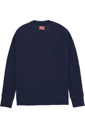 FORTELA Bluzy, Mężczyzna, Niebieski, L, Niebieski Sweter z Waffle Jersey