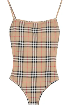 Burberry Stroje kąpielowe, Kobieta, Beżowy, S, Kostium jednoczęściowy w kratę