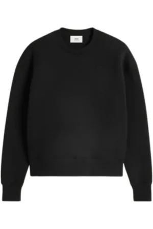Ami Bluzy, Kobieta, Czarny, M, Boxy Bluza z Logo Serca Wytłaczanym