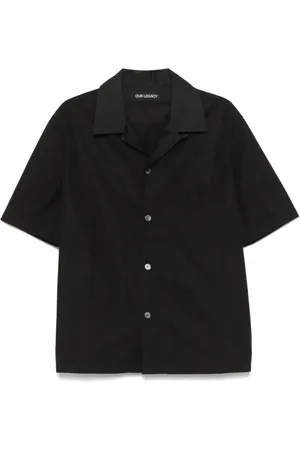 OUR LEGACY Koszule, Mężczyzna, Czarny, 2XL, Czarna Koszula z Poplinu z Kołnierzykiem
