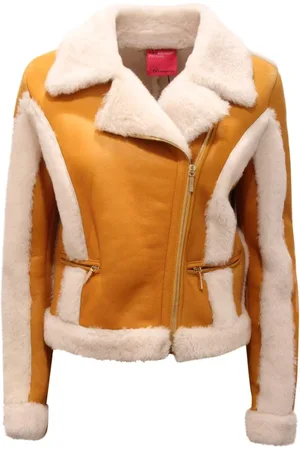 BLUMARINE Kurtki, Kobieta, Żółty, S, Kurtka z kożucha w stylu Montone