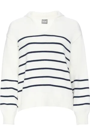 Max Mara Swetry, Kobieta, Biały, XS, Bawełna, Pikowany sweter polo z bawełny