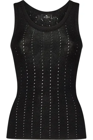 Etro Koszulki, Kobieta, Czarny, XS, Czarny Top w Paski bez Rękawów