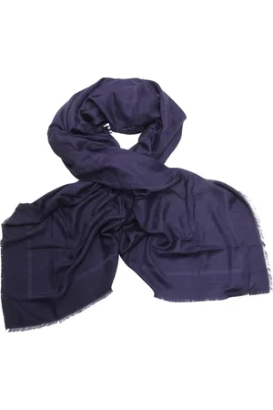 Elisabetta Franchi Akcesoria, Kobieta, Niebieski, ONE SIZE, Szal Pashmina z Wzorem Jacquard i Frędzlami