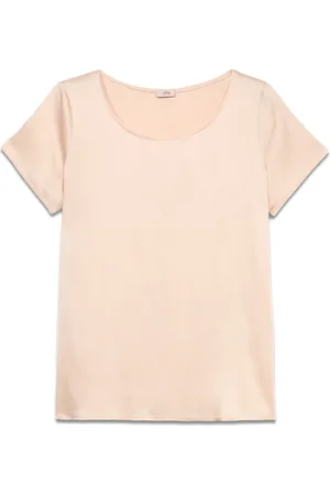 Oltre Koszulki, Kobieta, Różowy, 4XL, T-shirt z mieszanki wiskozy i satyny