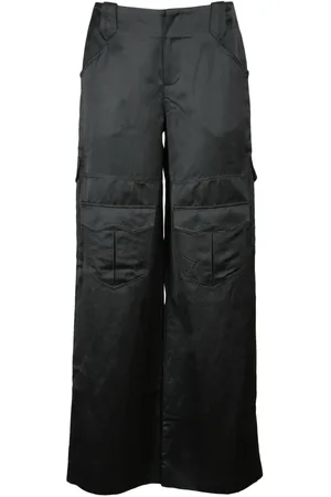 Tom Ford Spodnie, Kobieta, Czarny, S, Spodnie Cargo z Satyny i Niskim Stanem
