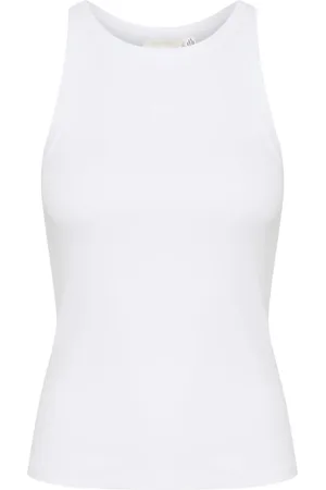 Gestuz Koszulki, Kobieta, Biały, L, Cropped Logo Tank Top Bright