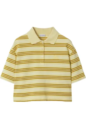 Burberry Koszulki, Kobieta, Żółty, M, Żółta Polo w Paski Projekt Jeździecki