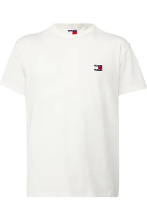 Tommy Hilfiger Koszulki, Mężczyzna, Biały, M, Bawełna, Bawełniana Koszulka z Krótkim Rękawem i Logo