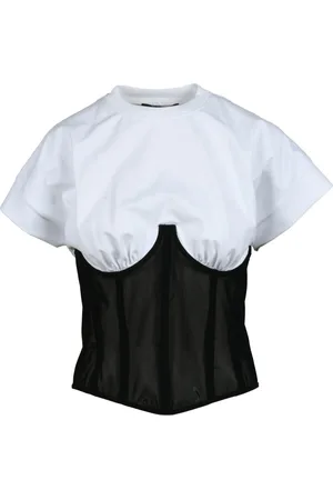 VERSACE Bluzki, Kobieta, Biały, L, Stylowy T-shirt z mieszanką bawełny