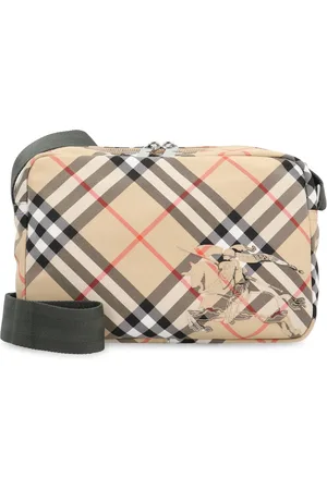 Burberry Torebki, Mężczyzna, Beżowy, ONE SIZE, Torebka na ramię w kratę z motywem jeździeckim