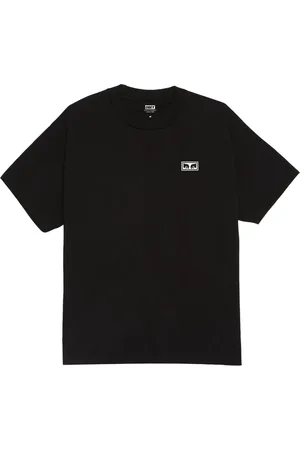 Obey Koszulki, Mężczyzna, Czarny, L, Tee z Oczami i Logo na Boku