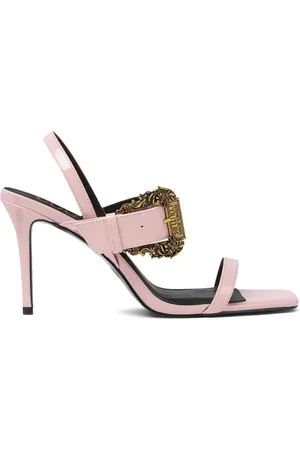 VERSACE Buty, Kobieta, Różowy, 40 EU, Różowy sandał z odkrytymi palcami i szpilkowym obcasem