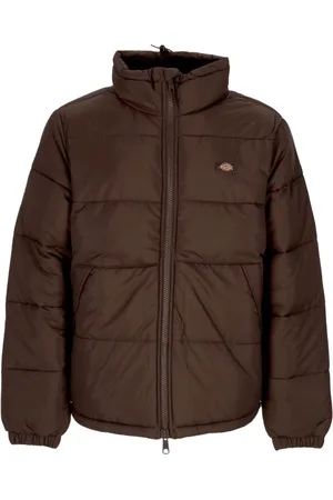 Dickies Kurtki, Mężczyzna, brązowy, L, Kurtka Puchowa z Regulowanym Kołnierzem