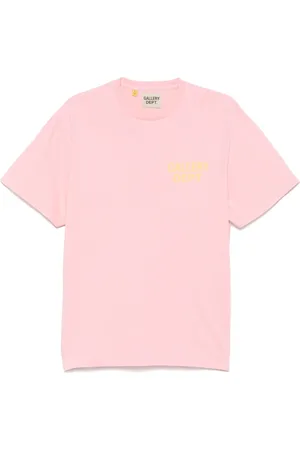 GALLERY DEPT. Koszulki, Mężczyzna, Różowy, XL, Bubblegum Logo Print Crew Neck