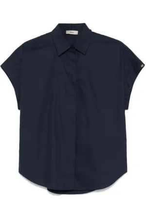 HERNO Bluzki, Kobieta, Niebieski, M, Bawełna, Koszula z monogramem z bawełny spadochronowej