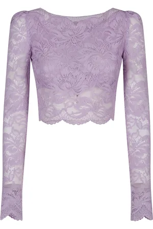 Paco rabanne Koszulki, Kobieta, Fioletowy, S, Stylowy top z długim rękawem