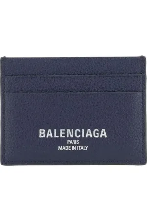 Balenciaga Akcesoria, Mężczyzna, Niebieski, ONE SIZE, Len, Monogramowy Portfel na Karty z Wieloma Slotami