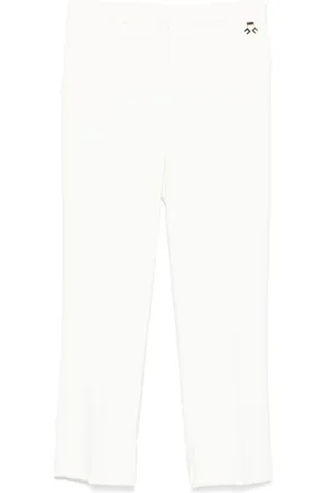 Elisabetta Franchi Spodnie, Kobieta, Beżowy, S, Białe Spodnie Slim-Fit z Krep