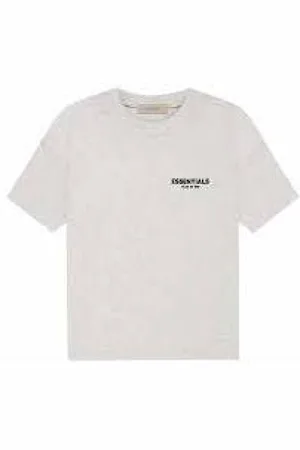 FEAR OF GOD Koszulki, Mężczyzna, Szary, L, Jasny Owsiany T-shirt Essential