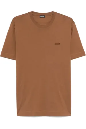 Ermenegildo Zegna Koszulki, Mężczyzna, brązowy, M, Bawełniana koszulka z Włoch