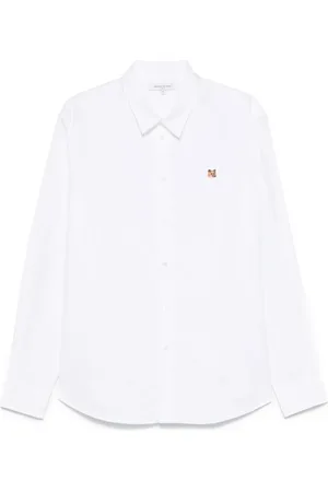 Maison Kitsuné Koszule, Mężczyzna, Biały, S, Haftowany biały koszula z lisem