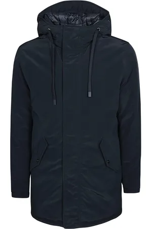 HERNO Płaszcze, Mężczyzna, Niebieski, M, Parka w Stylu Washed