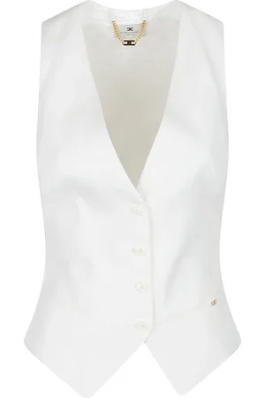 Elisabetta Franchi Kurtki, Kobieta, Biały, XS, Stylowy Kamizelka dla Kobiet