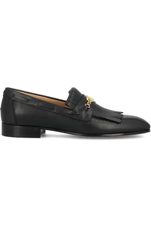 VALENTINO GARAVANI Buty, Mężczyzna, Czarny, 41 EU, Len, Czarne płaskie buty z łańcuchem VLogo