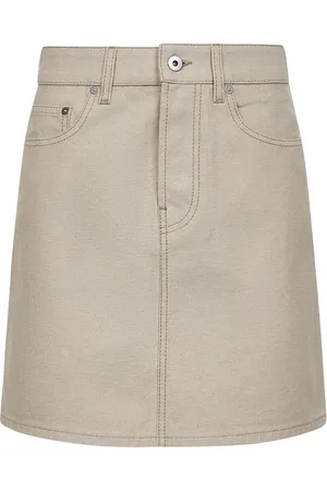 Burberry Spódnice, Kobieta, Beżowy, S, Zamsz, Beżowa Spódnica z Equestrian Knight Design
