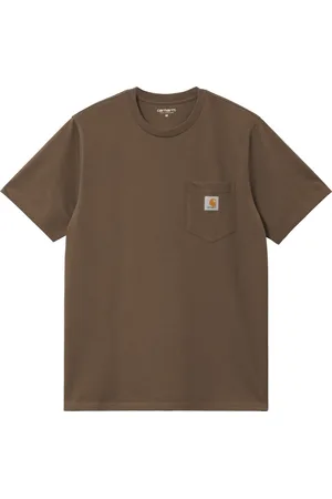 Carhartt Koszulki, Mężczyzna, brązowy, S, Bawełna, Koszulka z kieszonką i złotym logo