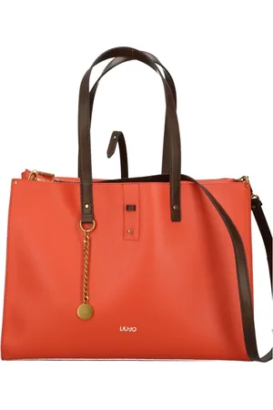 Liu Jo Torebki, Kobieta, Pomarańczowy, ONE SIZE, Skóra, Pomarańczowa torba Shopper z wewnętrzną kieszenią