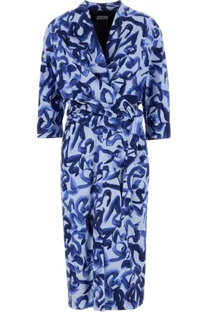 DRIES VAN NOTEN Sukienki, Kobieta, Niebieski, S, Darminas Biała Sukienka z Wiązaniem