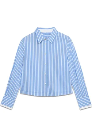 Oltre Bluzki, Kobieta, Niebieski, 2XL, Paskiowany Crop Shirt
