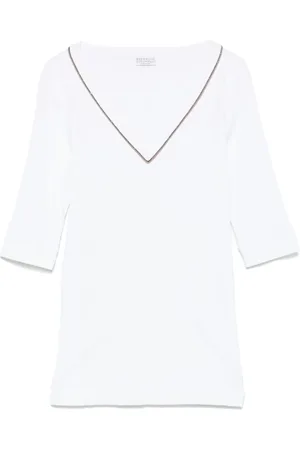 Brunello Cucinelli Koszulki, Kobieta, Biały, M, Białe T-shirty i Pola