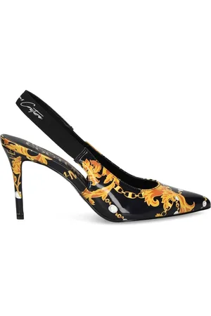 VERSACE Buty, Kobieta, Czarny, 38 EU, Czarne Obcasy Slingback Chain Couture