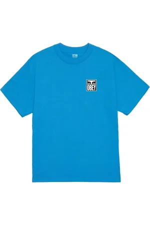Obey Koszulki, Mężczyzna, Niebieski, L, Bawełna, T-shirt z motywem oczu bawełna krótki rękaw