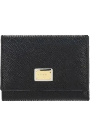 Dolce & Gabbana Akcesoria, Kobieta, Czarny, ONE SIZE, Luksusowy Skórzany Portfel Trifold
