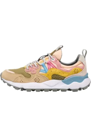 Flower Mountain Buty, Kobieta, Wielobarwność, 41 EU, Zamsz, Różowe Multikolorowe Sneakersy z Wkładkami ze Skóry Zamszowej