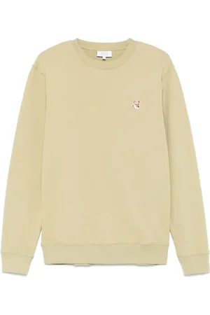 Maison Kitsuné Bluzy, Mężczyzna, Zielony, XL, Zielony Sweter z naszywką Lisiej Głowy