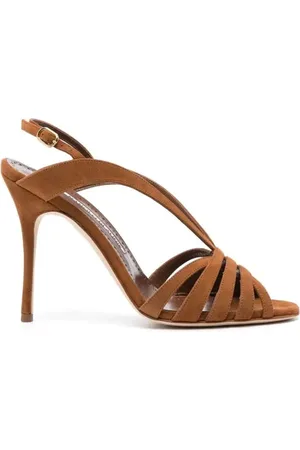 Manolo Blahnik Buty, Kobieta, brązowy, 40 EU, Zamsz, Sandały zamszowe z Regulowanym Zapięciem na Kostce