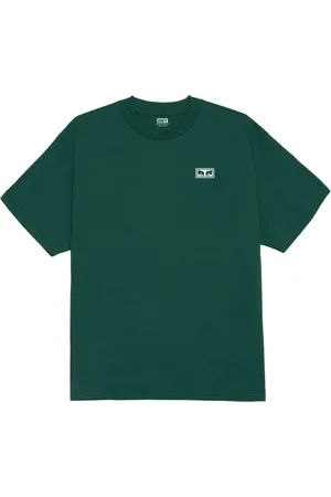 Obey Koszulki, Mężczyzna, Zielony, M, Tee z Oczami i Logo na Boku