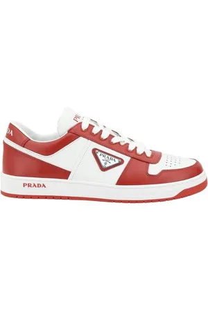 Prada Buty, Mężczyzna, Czerwony, 39 1/2 EU, Downtown Skórzane Sneakersy
