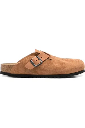 Birkenstock Buty, Mężczyzna, brązowy, 40 EU, Zamsz, Kapcie Boston - Zapięcie na sprzączkę