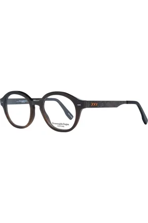 Ermenegildo Zegna Akcesoria, Mężczyzna, Czarny, ONE SIZE, Brązowe Okrągłe Okulary Optyczne