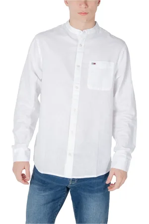 Tommy Hilfiger Koszule, Mężczyzna, Biały, S, Koszula z Lnu z Długim Rękawem Mężczyźni